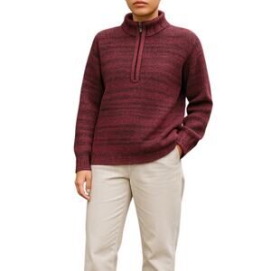 Woolrich 1/4 Zip Wool Blend Sweater Pullover Heather Red Size MP